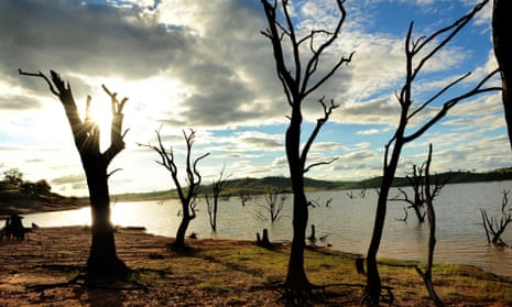 Lake Hume, New South Wales, Australia devastated by recent drought. 