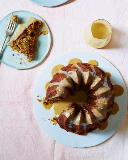 Yotam Ottolenghi's rum and raisin cake with rum caramel icing.