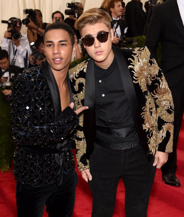 Olivier Rousteing hanging out with his buddy, the singer Justin Bieber, at a gala at the Metropolitan Museum of Art in New York City.