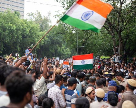 Protesters near Jantar Mantar in New Delhi.