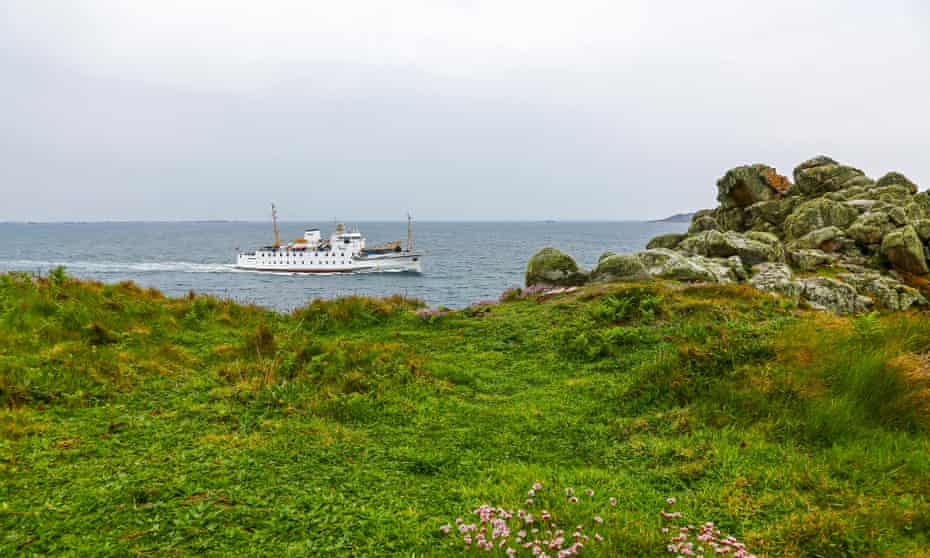 The Scillonian III sailing past St Mary’s, the largest of the Isles of Scilly.