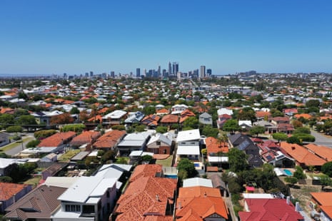 Aerial landscape view of Perth Western Australia