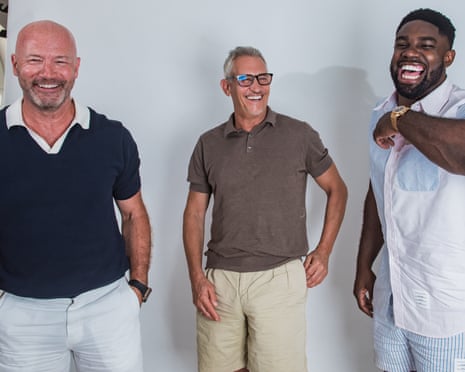 Alan Shearer, Gary Lineker and Micah Richards laughing