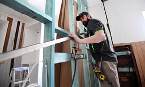 Jamie Orchiston of Morbuild Builders works on a house renovation in Brisbane