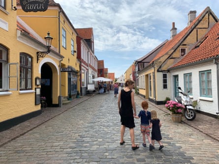 Helen and her children in Ærøskøbing, Denmark.