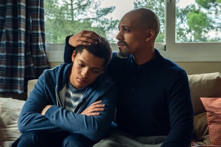 Finding a path through … Max Fincham as Alex Hanscombe and Jordan Bolger as André Hanscombe in The Witness.