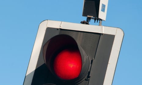 UK traffic light at red