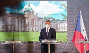 Czech Prime Minister Andrej Babis attends a news conference at the government headquarters in Prague, Czech Republic, 21 September 2020.