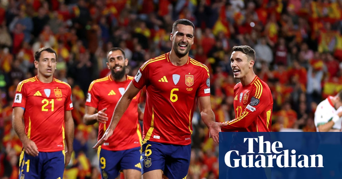 Merino double sparks Spain’s run of goals in domination of Bulgaria