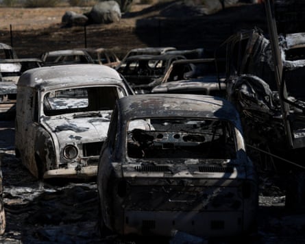 Charred cars