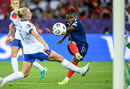 Sandy Baltimore scores France’s second goal, putting the game beyond England
