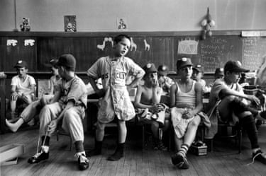 Little League spokesman voices players’ demand for pants, Manchester, NH, 1954, Yale Joel