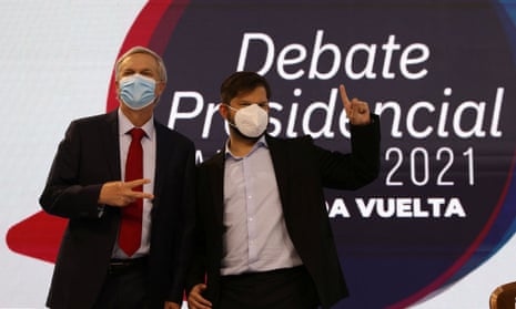 Chilean presidential candidates Gabriel Boric and Jose Antonio Kast taking part in a live radio debate ahead of 19 December second-round elections in Santiago, Chile.