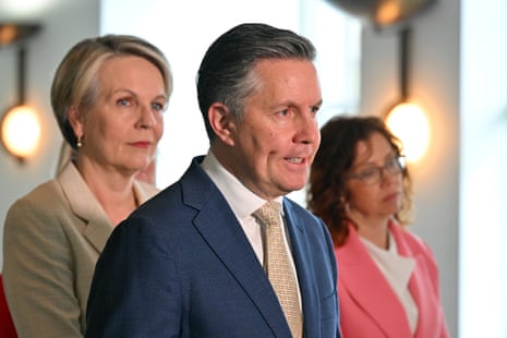 Minister for health, Mark Butler (centre).