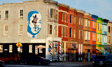 A small mural of Martin Luther King in the city’s Sandtown district in west Baltimore.