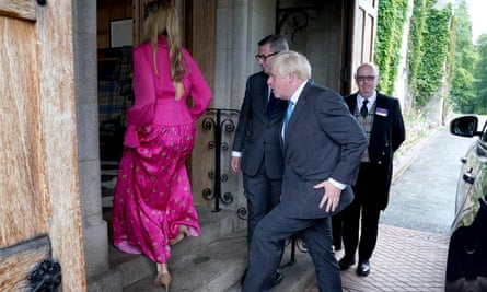 carrie johnson pink dress Demand for Carrie Johnson's backless fuchsia dress crashes designer's website | Carrie Johnson