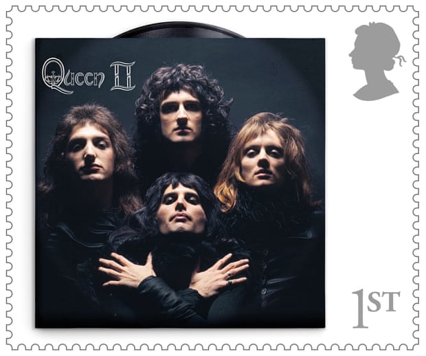 The stamp design featuring the cover from Queen II.