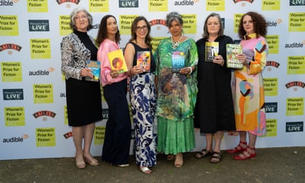Barbara Kingsolver with fellow Women’s prize for fiction shortlistees Jacqueline Crooks, Priscilla Morris, Laline Paul, Louise Kennedy and Maggie O’Farrell.