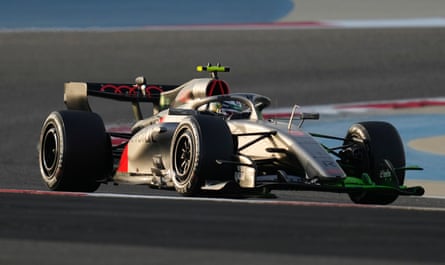 Audi driver Gabriel Bortoleto rounds a crook during testing successful Bahrain