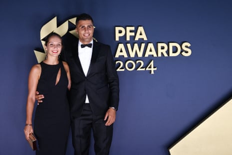 Rodri has yet to make an appearance in a Manchester City shirt this season but was fit enough to make an appearance in a tuxedo at the PFA Awards with his partner, Laura Iglesias.