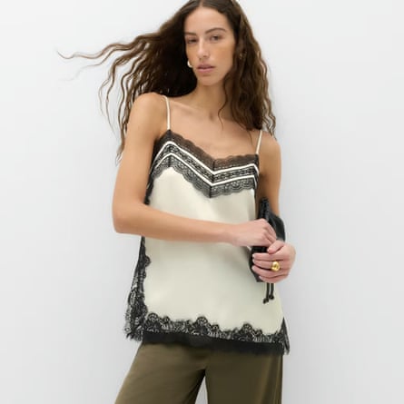 Contrast Lace Trim Cami Top M&S