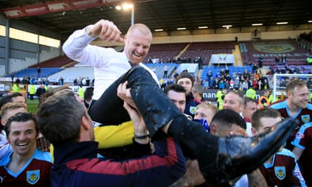 Sean Dyche celebrates promotion to the Premier League