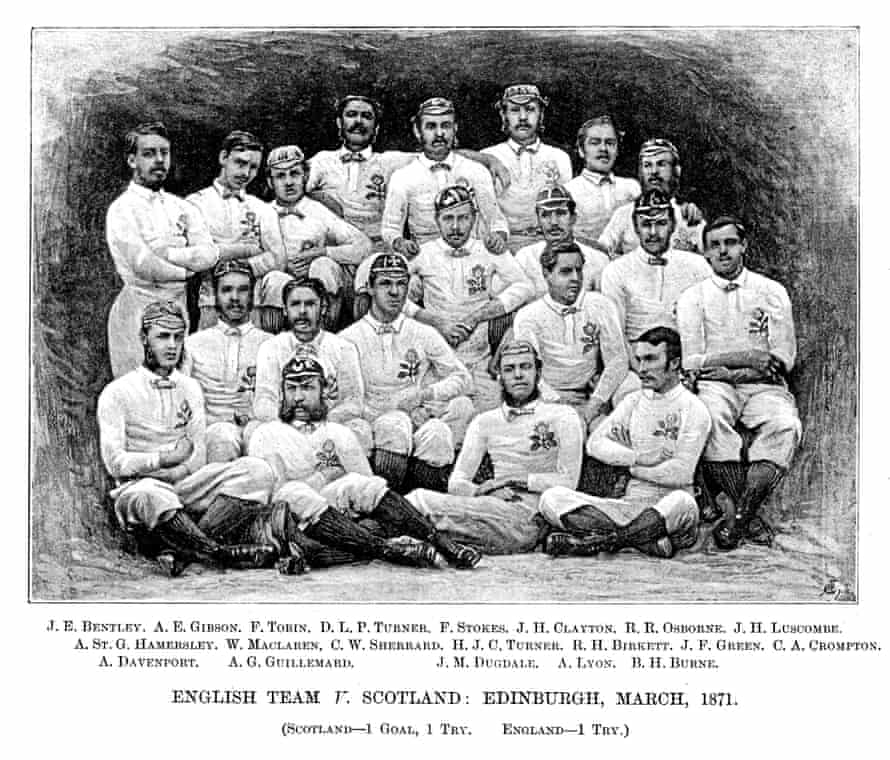 Reg Birkett with the England team who played against Scotland at Raeburn Place in 1871