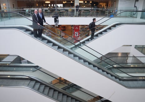 Work and Pensions Secretary Pat McFadden (left) and Marc Bolland, Lead Non-Executive Director at the Department for Work and Pensions (DWP), during a visit to the John Lewis store in Oxford Street, central London, for an announcement on jobs for young people who are not in education, employment or training (Neets) in the retail sector on 7 September.