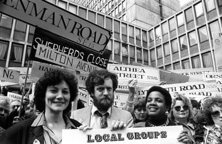 UK MPs Joan Ruddock, Jeremy Corbyn and Diane Abbott at a protest against new road proposals in 1989