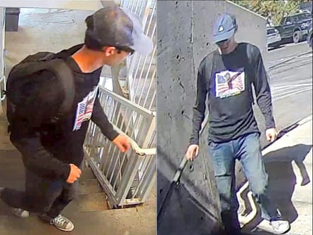 This combination of image released by the FBI shows photos of a person of interest in the investigation into the fatal shooting of Charlie Kirk.