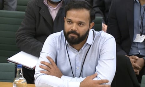 Azeem Rafiq gives evidence to the digital, culture, media and sport select committee about the racist abuse he suffered at Yorkshire County Cricket Club.