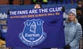 Everton fans hold up a protest banner