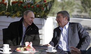 Russia’s Vladimir Putin with his fellow president Thomas Bach of the IOC during the 2014 Winter Olympics in Sochi