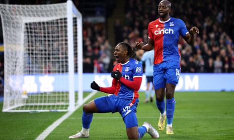 Crystal Palace's Eberechi Eze celebrates scoring their second goal.