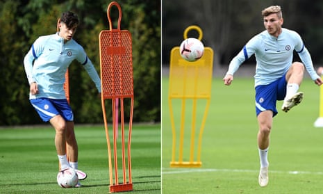 Chelsea’s new signings Kai Havertz (left) and Timo Werner training for the start of the 2020-21 Premier League season.