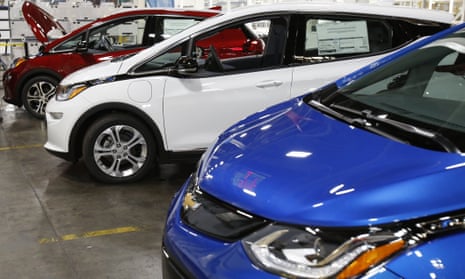 Several Chevrolet Bolt electric vehicles at the General Motors Orion Assembly plant in Orion Township, Mich. Automakers have the technology needed to meet the fuel efficiency standards set by the Obama administration, but they argue that American consumers are instead demanding gas guzzlers.
