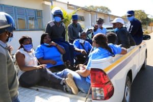 Nurses in Harare earlier this year arrested by police after protesting to to demand a salary increase.