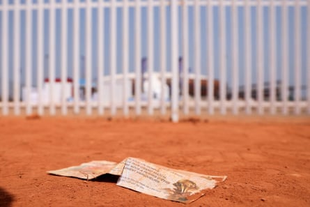 A ticket left on the ground outside the stadium in Cameroon’s capital city.