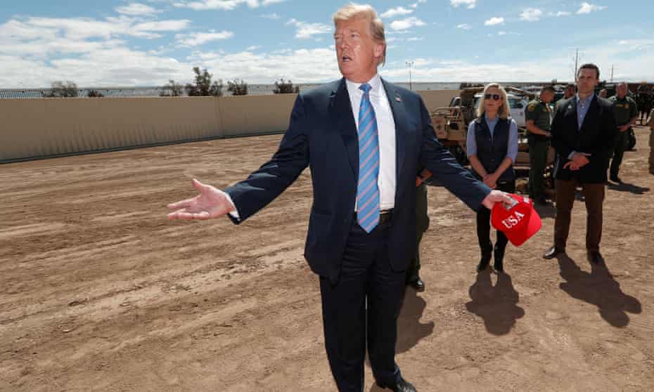 Donald Trump visits the US-Mexico border in Calexico, California.