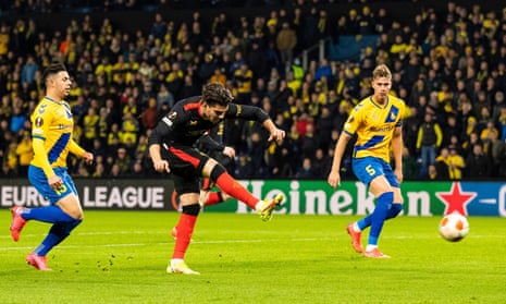 Ianis Hagi fires Rangers level at Brondby in the 77th minute