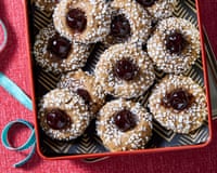 Brian Levy’s sugarplum and coffee cookies look like frosted doughnuts with a cherry on top.