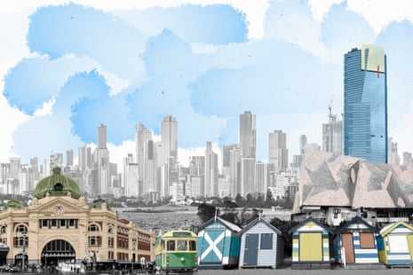 Composite illustration of Melbourne cityscape