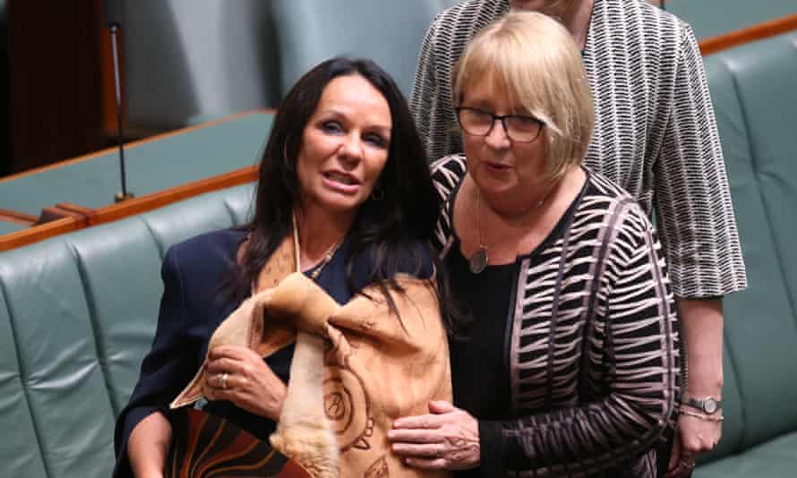 Linda Burney, with Jenny Macklin, preparing to give her first speech the House of Representatives in 2016.