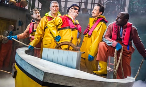 Pull away me lads … (from left) Dan Buckley, James Gaddas, Robert Duncan, Jason Langley and Anton Stephans in Fisherman’s Friends the Musical.