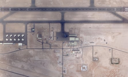 This satellite image shows a C-17 plane in the centre, on the runway in UAE’s secretive Qusahwira airbase.