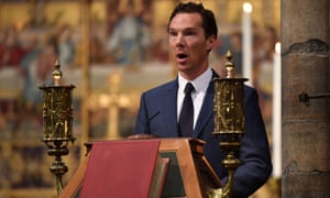 The actor Benedict Cumberbatch was among the speakers at the Westminster Abbey ceremony.