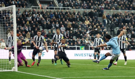 Omar Marmoush gives Manchester City the lead with his first goal of the game