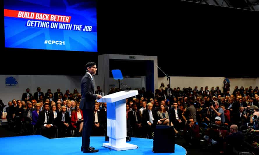 Rishi Sunak gives his speech at the Tory party conference.
