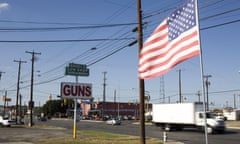 The Fight Against Gun Smuggling<br>SAN ANTONIO, TEXAS - JUNE 17: A sign indicates Nagel's Gun Shop, one of the 6,700 gun dealers located near the 2,000 miles long U.S.-Mexico border where guns and semi-automatics weapons can easily be purchased, in San Antonio, June 17 2009. Automatic weapons such as AK-47 and AR-15 are purchased in U.S. border states by straw men (paid about $100 per weapons) working for Mexican drug cartels and smuggled into Mexico, where they fuel the narco-violence that has caused over 15,000 death since 2006. In Mexico, where gun sales are illegal, there is only one gun store, solely for police and army supplies. The ATF estimates that 90% of the 23,000 weapons seized in Mexico since 2005 come from the U.S. Following the admission by Secretary of State Hillary Clinton that the U.S. has a responsability in the narco-violence in Mexico (and fearing that it will spill into the U.S.), the ATF, Border Patrol, Homeland Security, ICE, and local police and sheriff are now trying to stem the flow of weapons into Mexico. But surprise check points inspecting vehicules heading South, in spite of hi-tech device like gas tank cameras, are easy to spot for narco-spies, and do little to slow the flow of arms into Mexico. On the Mexican side, Customs are well equiped with machines that can scan entires trucks, but they remain vulnerable to endemic corruption. (Photo by Gilles Mingasson/Getty Images)