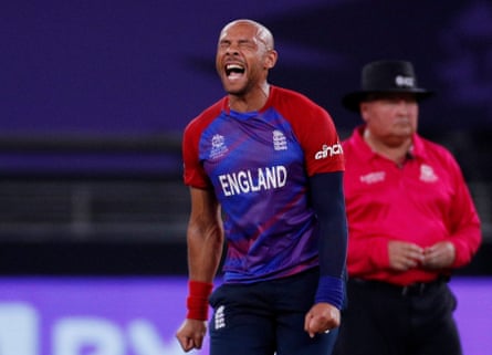 Tymal Mills in action at the T20 World Cup in 2021